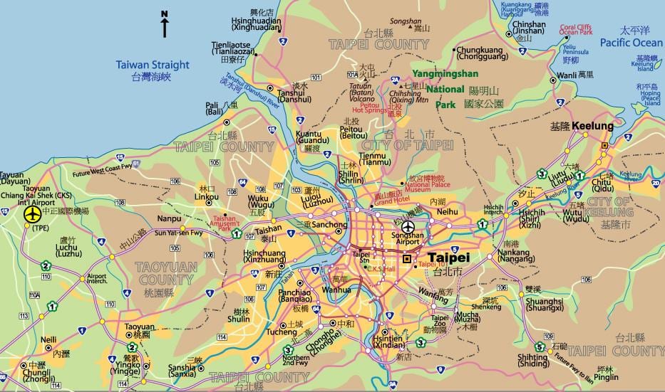 Taipei ცენტრში რუკა