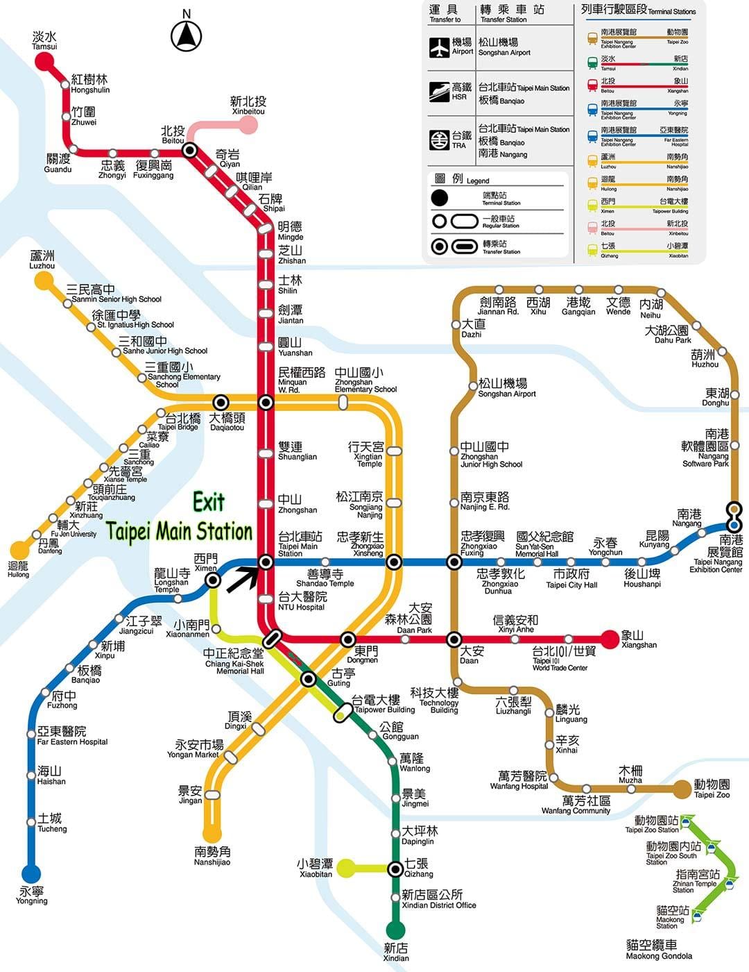 Taipei მთავარი ვაგზლის რუკა