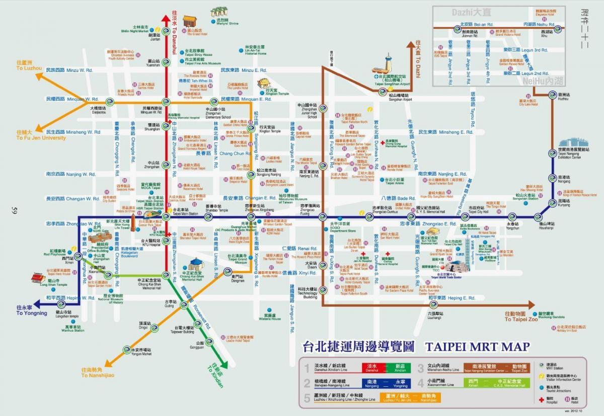 Taipei მეტროს რუკა ერთად, ატრაქციონები