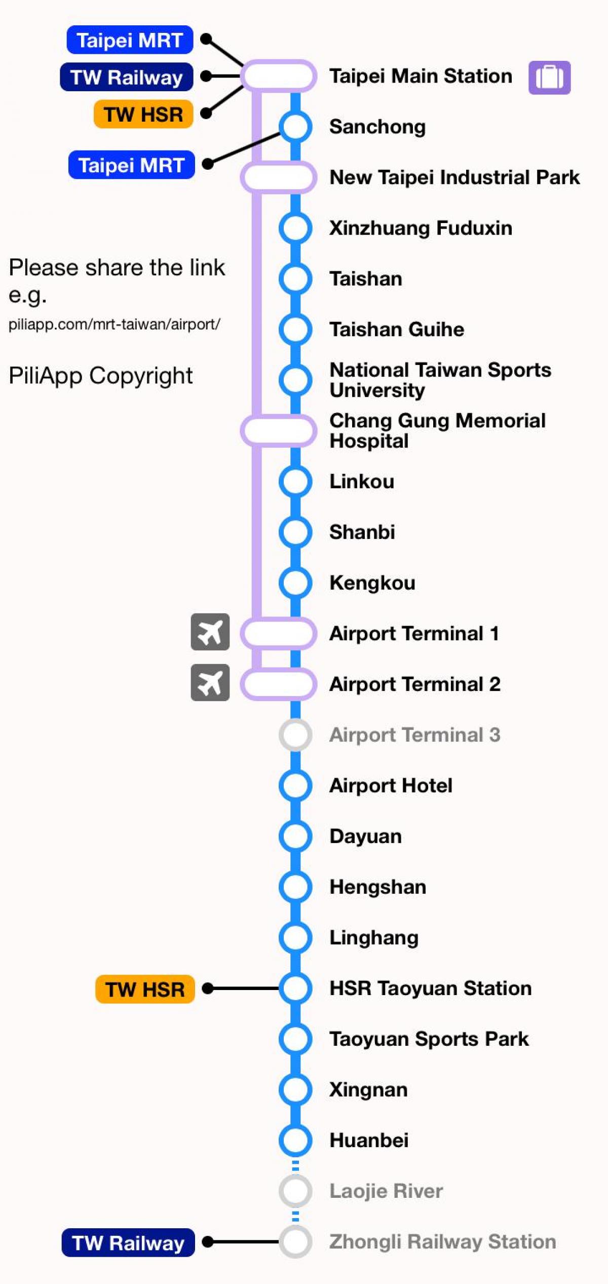 Taipei mrt რუკა taoyuan აეროპორტში