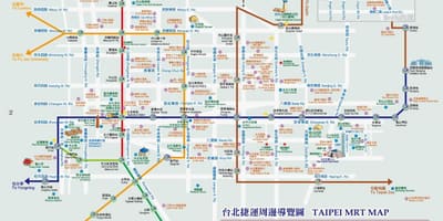 Taipei მეტროს რუკა ერთად, ატრაქციონები